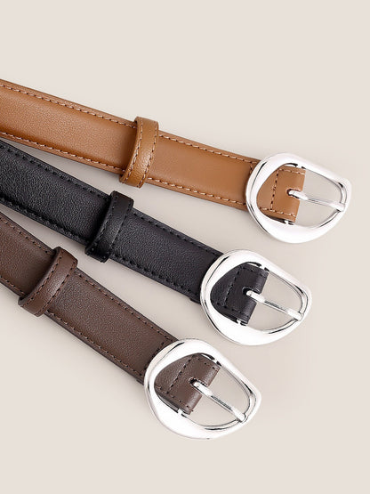 Premium Cowhide Belt With Retro Oval Alloy Buckle by LINTICO