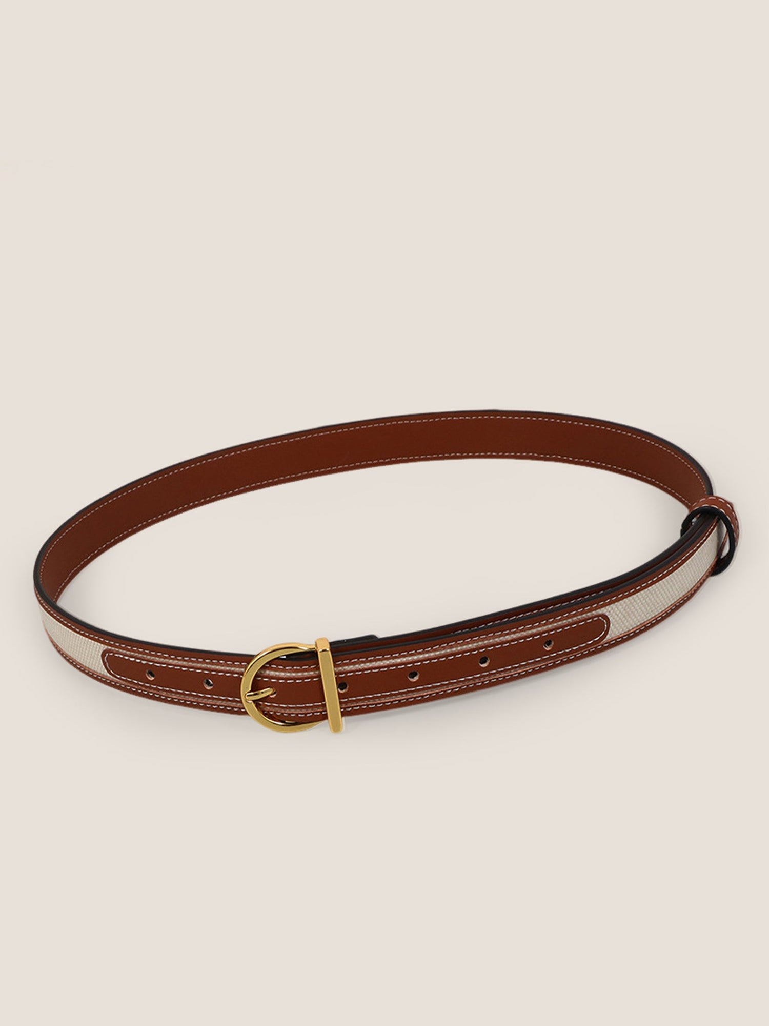 Premium Cowhide &amp; Fabric Patchwork Belt With Alloy Buckle by LINTICO