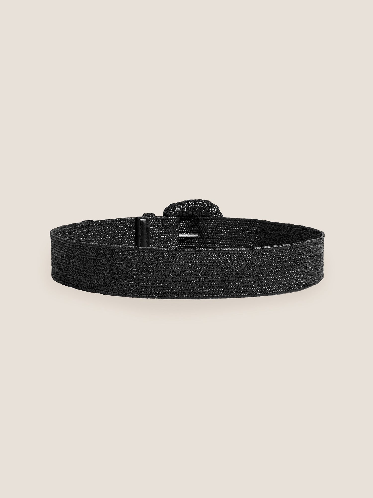 Natural Woven Straw Belt With Square Buckle by LINTICO