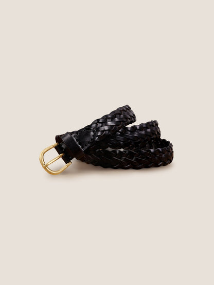 Premium Cowhide Retro Hand-Woven Belt With Alloy Buckle by LINTICO