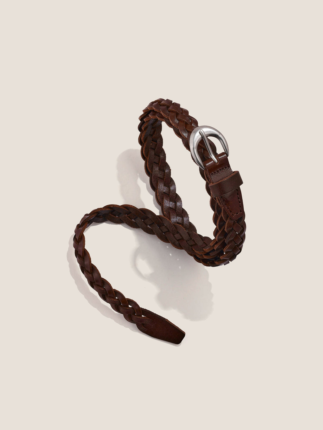 Premium Cowhide Retro Hand-Woven Twisted Thin Belt by LINTICO