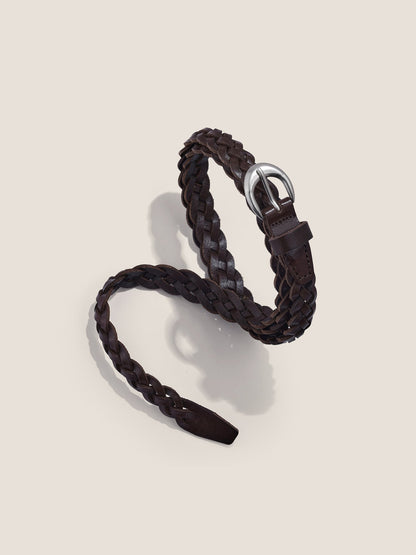 Premium Cowhide Retro Hand-Woven Twisted Thin Belt by LINTICO