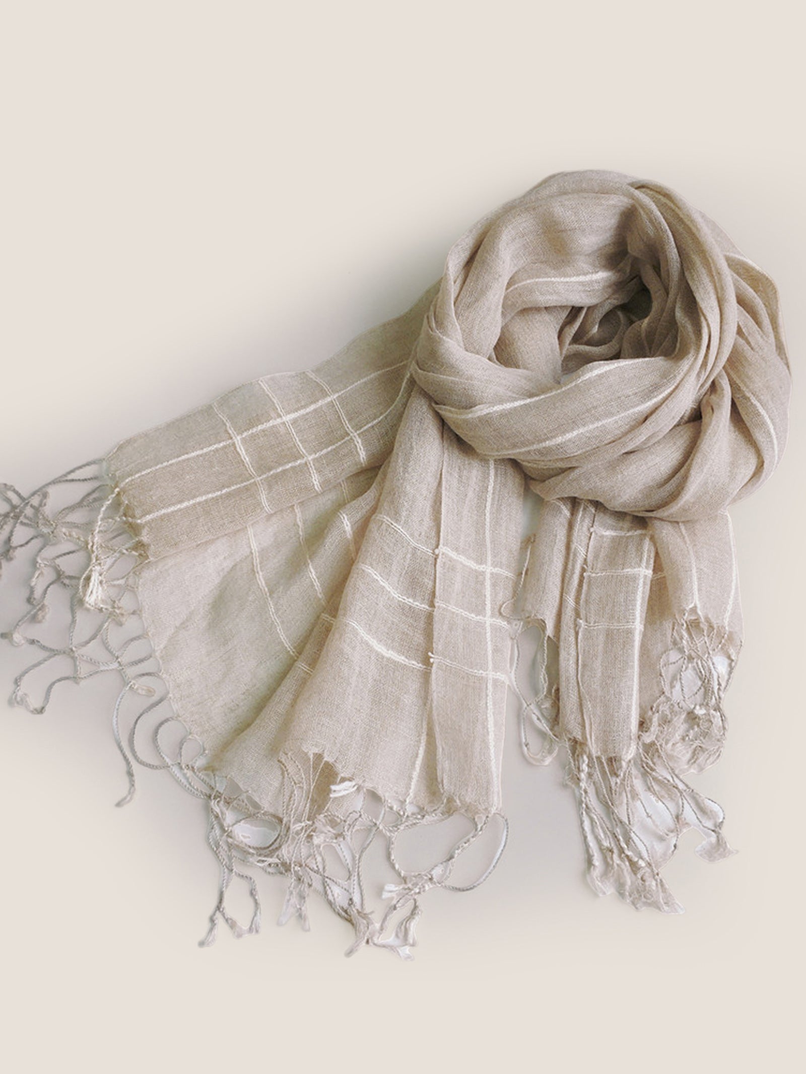 Linen Checkered Lightweight Scarf by LINTICO