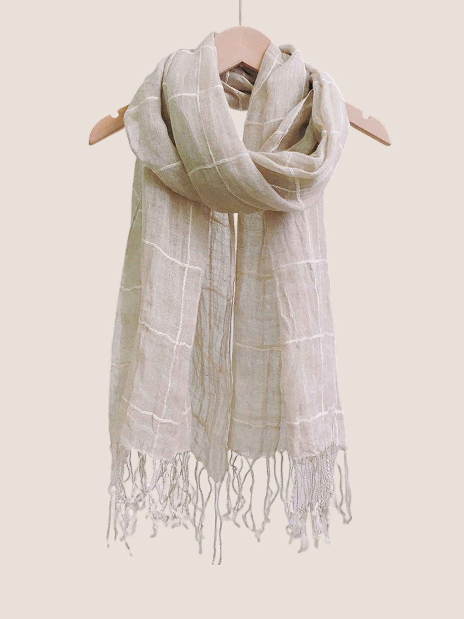 Linen Checkered Lightweight Scarf by LINTICO