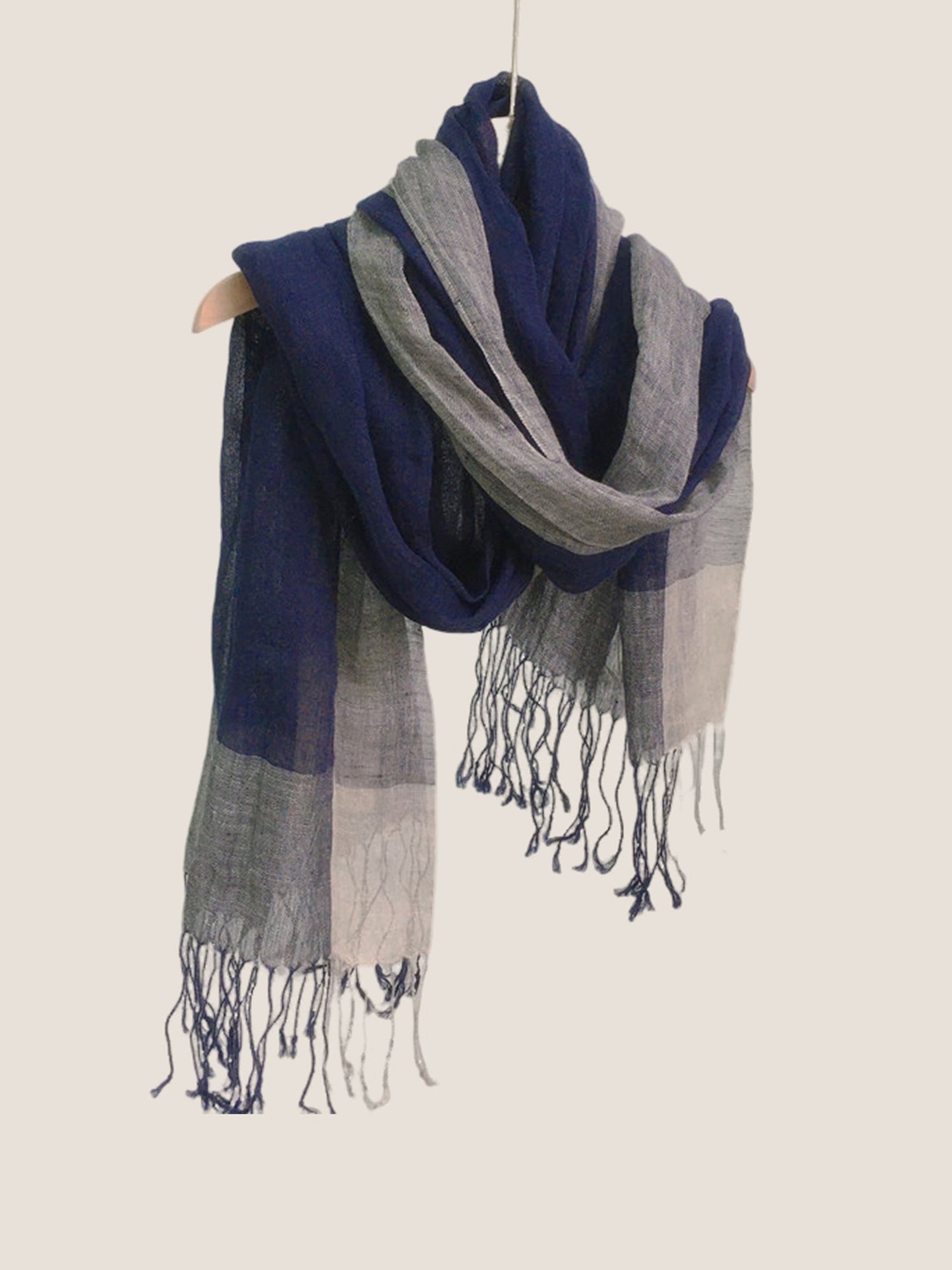 Linen Checkered Lightweight Scarf by LINTICO