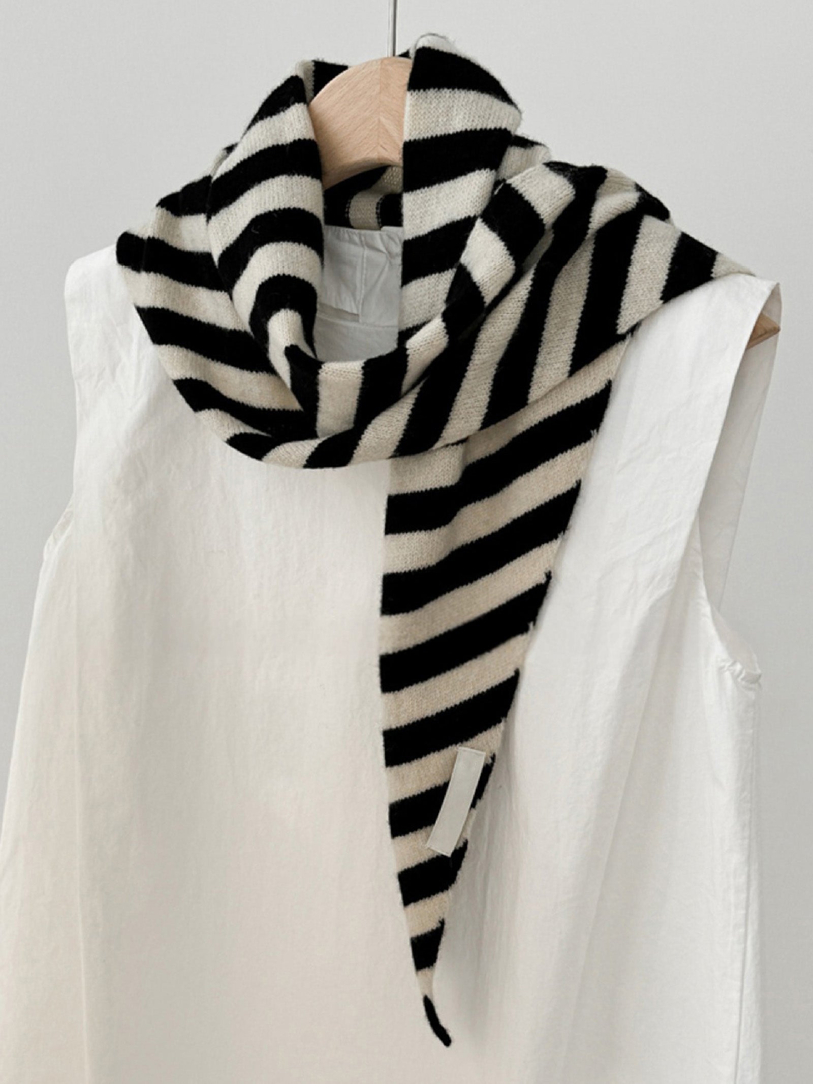 100% Australian Wool Striped Functional Triangle Scarf by LINTICO