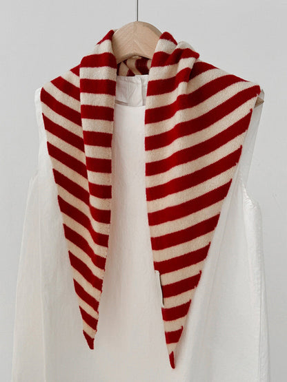 100% Australian Wool Striped Functional Triangle Scarf by LINTICO
