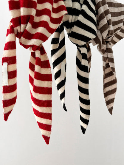 100% Australian Wool Striped Functional Triangle Scarf by LINTICO