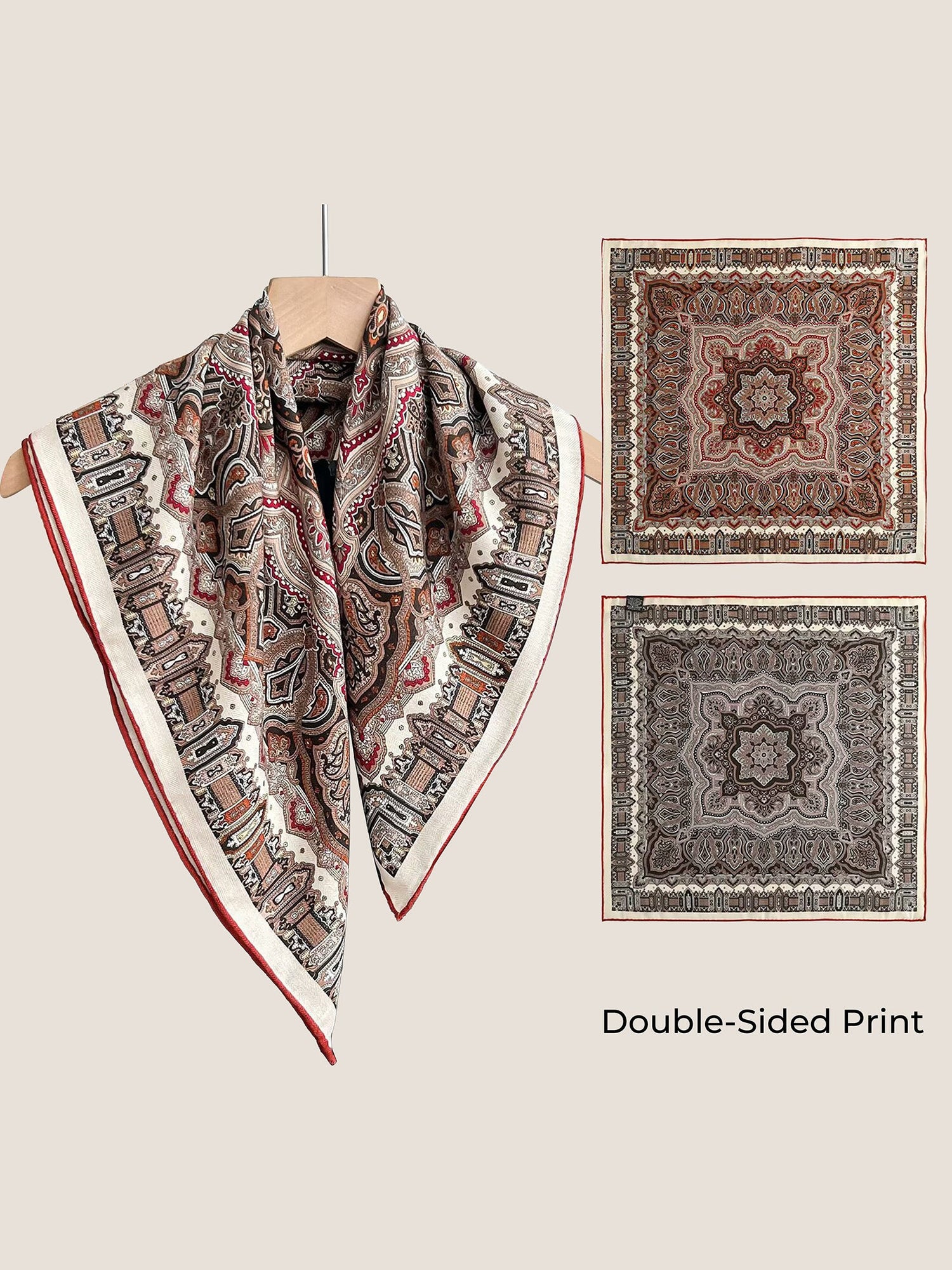 Wool Silk Printed Neck Square Scarf by LINTICO