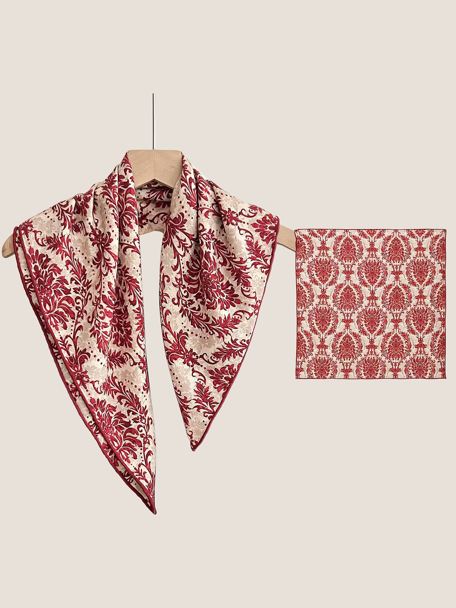 Wool Silk Printed Neck Square Scarf by LINTICO