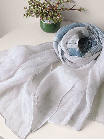 Linen Striped Color-Block Scarf by LINTICO