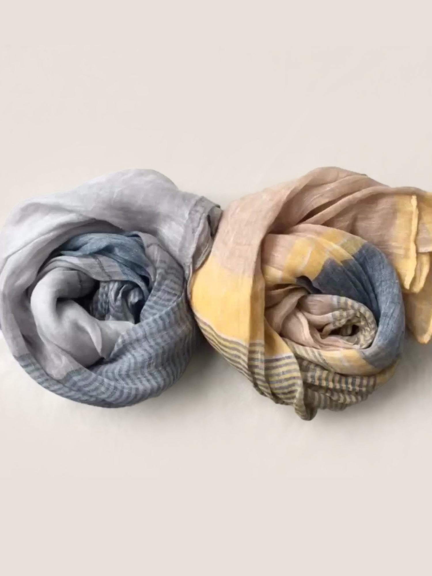 Linen Striped Color-Block Scarf by LINTICO