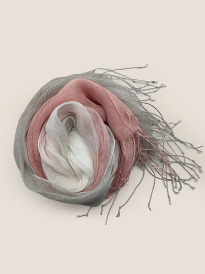 100% Linen Gradient Fringed Light Scarf by LINTICO