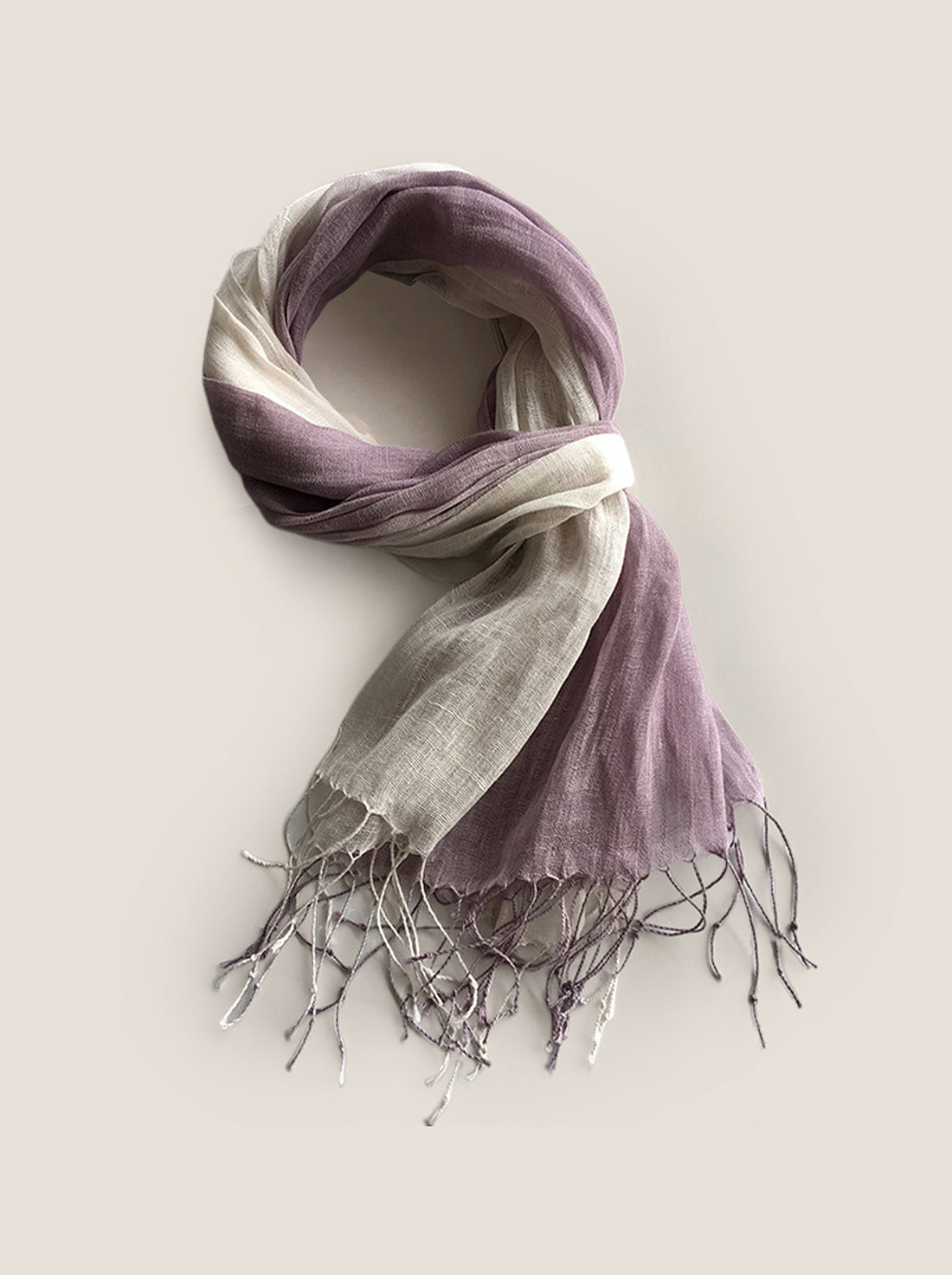 100% Linen Gradient Fringed Light Scarf by LINTICO