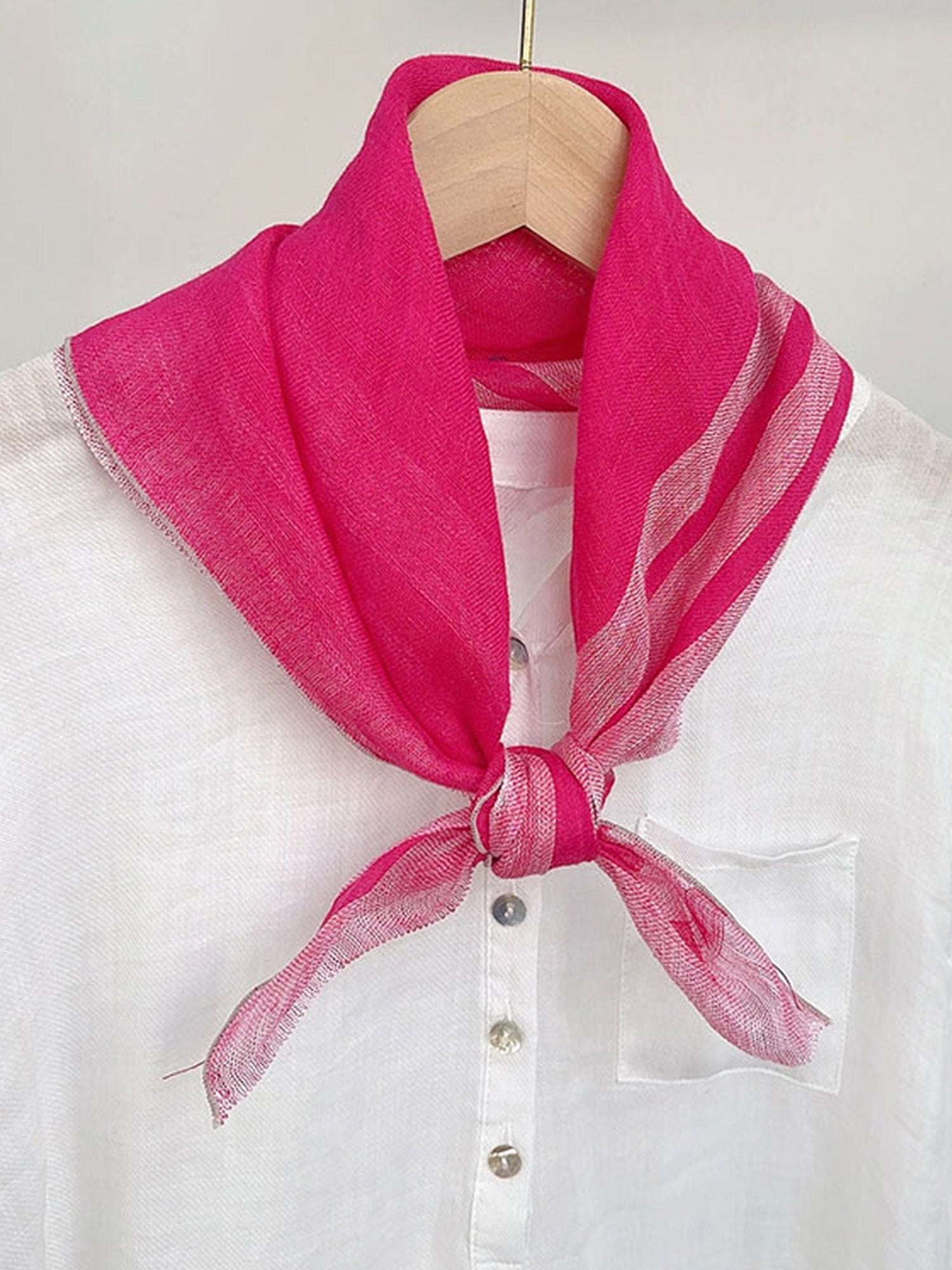 100% Linen Striped Woven Light Square Scarf by LINTICO