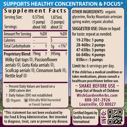 Attention Ally, Focus Friend for Kids by WishGarden Herbs