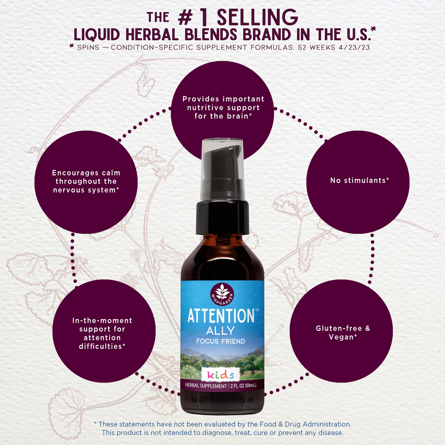 Attention Ally, Focus Friend for Kids by WishGarden Herbs