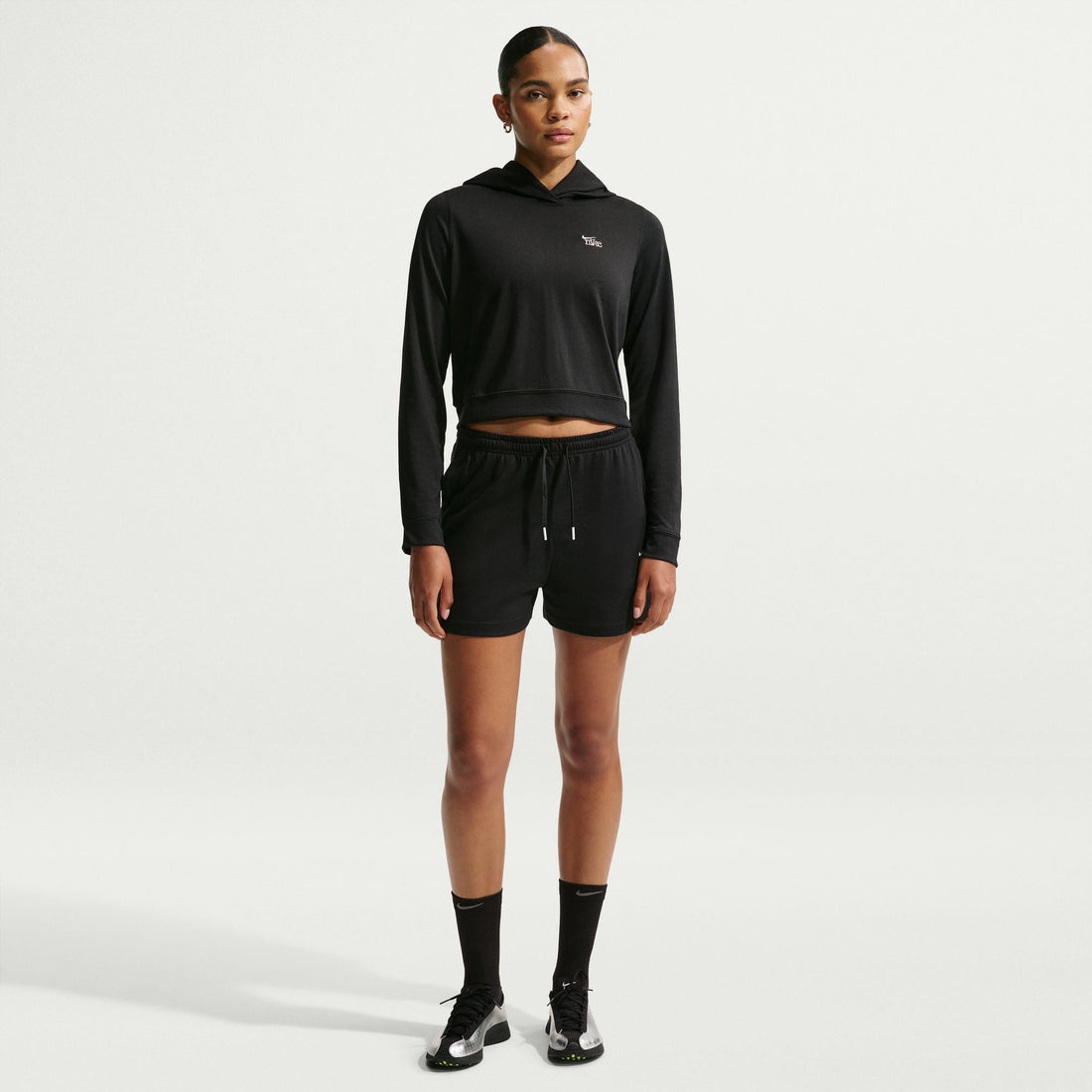 Nike Womens Sportswear Chill Knit Lightweight Hoodie - Black/Chalk by Denim Exchange