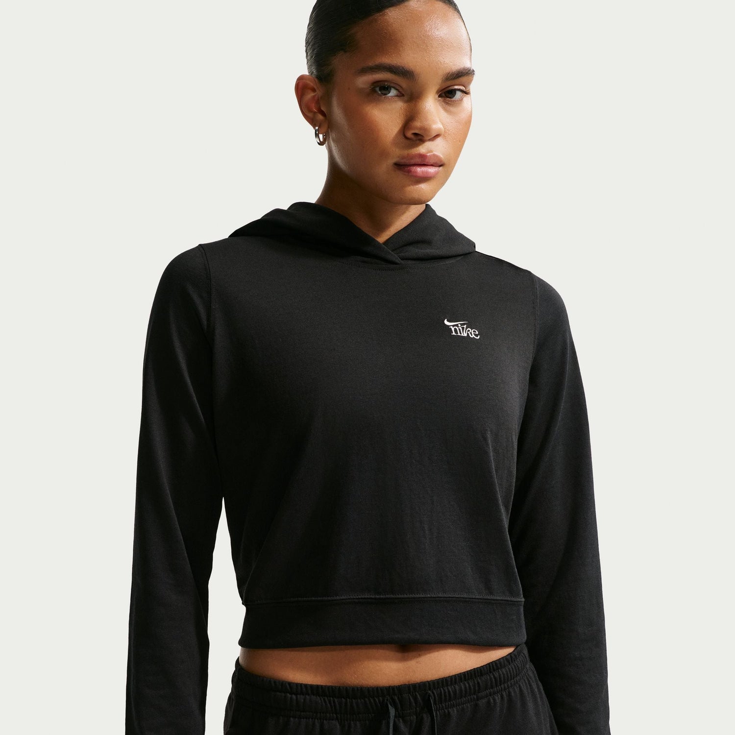 Nike Womens Sportswear Chill Knit Lightweight Hoodie - Black/Chalk by Denim Exchange