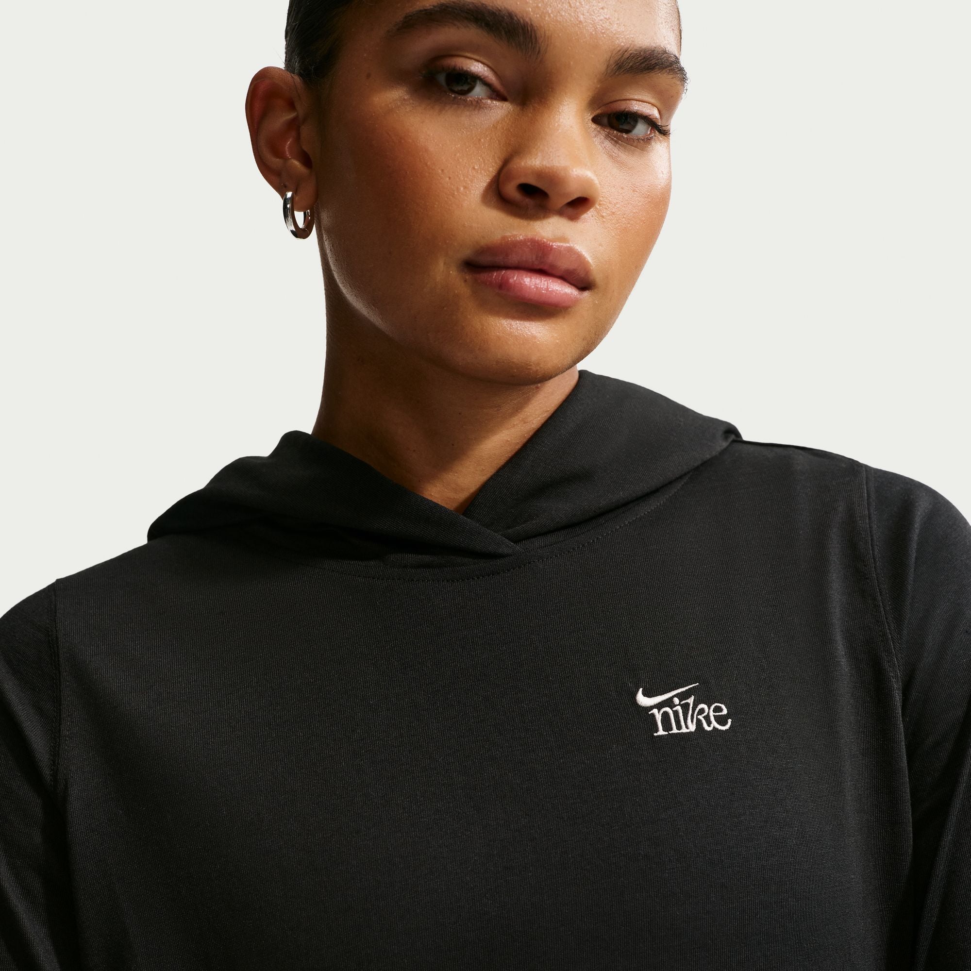Nike Womens Sportswear Chill Knit Lightweight Hoodie - Black/Chalk by Denim Exchange
