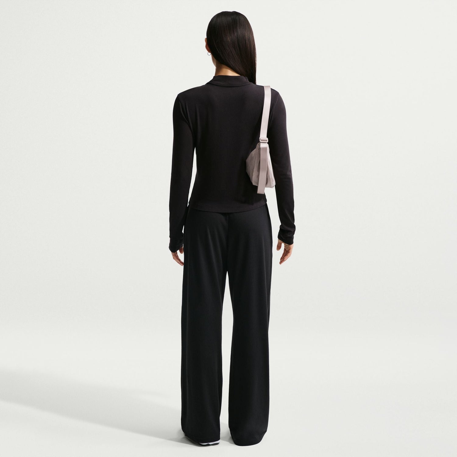 Nike Womens Chill Knit Mid-Rise Lightweight Open-Hem Pants - Black by Denim Exchange
