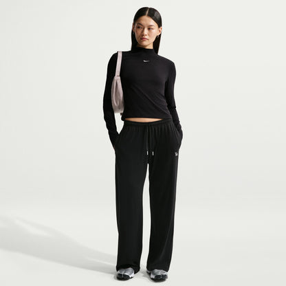 Nike Womens Chill Knit Mid-Rise Lightweight Open-Hem Pants - Black by Denim Exchange