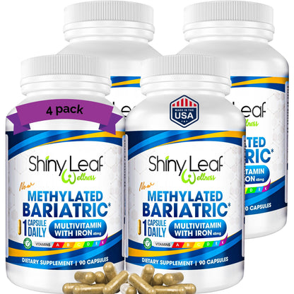 Methylated Bariatric Multivitamins with 45mg Iron 1 capsule a day by Shiny Leaf