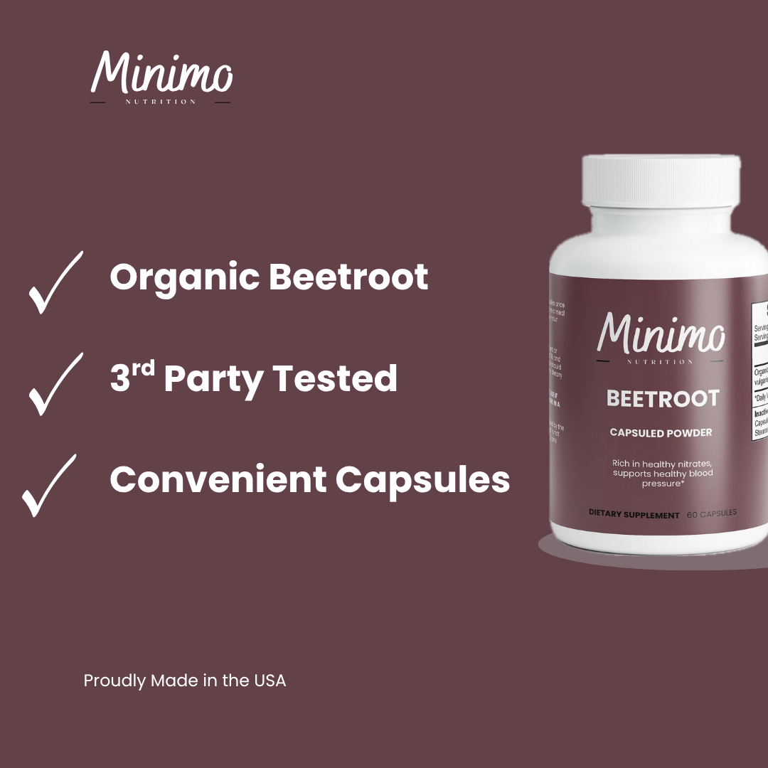 Organic Beetroot Capsuled Powder, 60 ct. by Minimo Nutrition