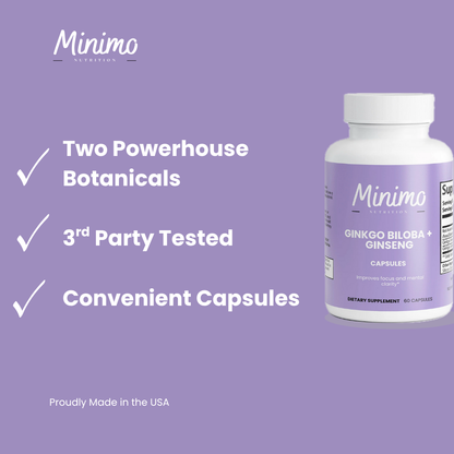 Ginkgo Biloba + Ginseng, 60 ct. by Minimo Nutrition