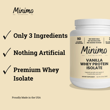 Vanilla Whey Isolate Protein Powder, 1.51 lbs by Minimo Nutrition