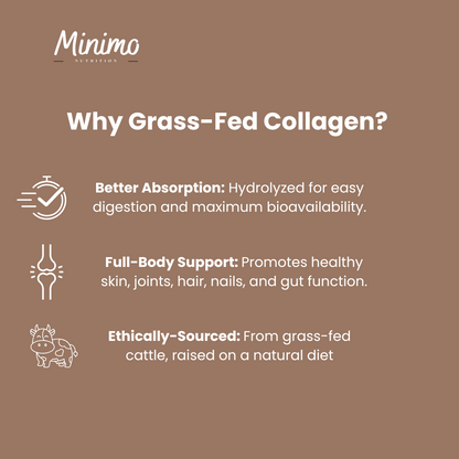 Grass-Fed Collagen Peptides Powder (Chocolate), 13.3 oz. by Minimo Nutrition
