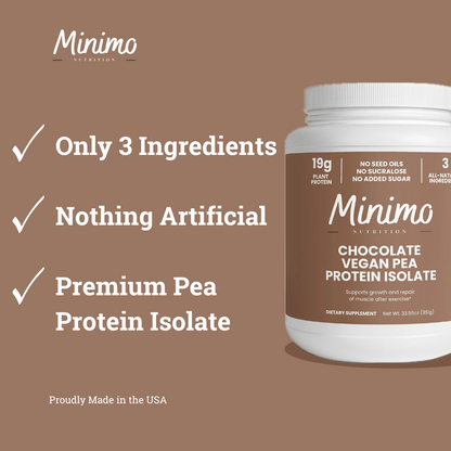 Chocolate Vegan Pea Protein Isolate Powder, 2.09 lbs by Minimo Nutrition