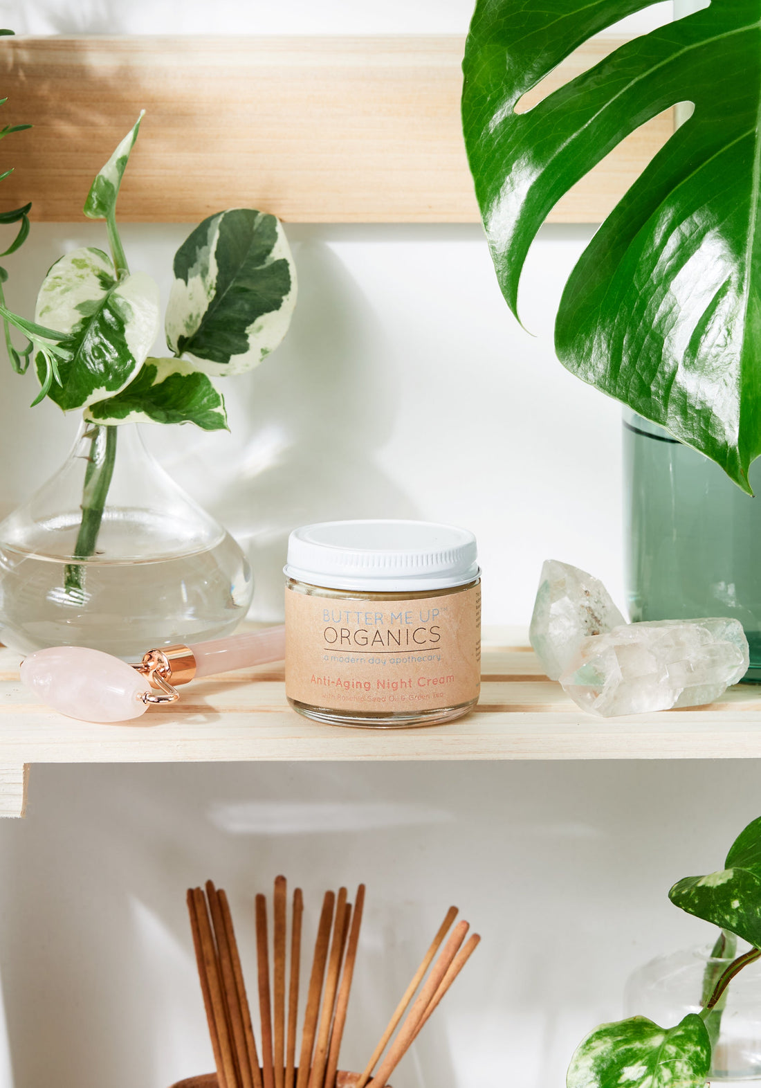 Anti Aging Night Cream Face Moisturizer Organic Green Tea by Butter Me Up Organics