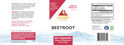 Organic Beetroot, 60 Capsules, 1300 mg by Ascent Nutrition