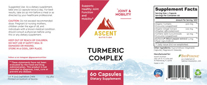 Organic Turmeric Complex, 60 Capsules, 500 mg by Ascent Nutrition