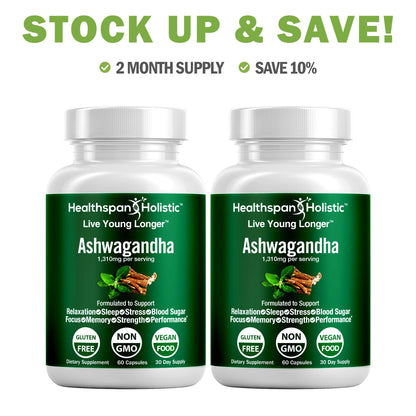 Organic Ashwagandha Adaptogen 60 Capsules by Healthspan Holistic