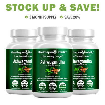 Organic Ashwagandha Adaptogen 60 Capsules by Healthspan Holistic