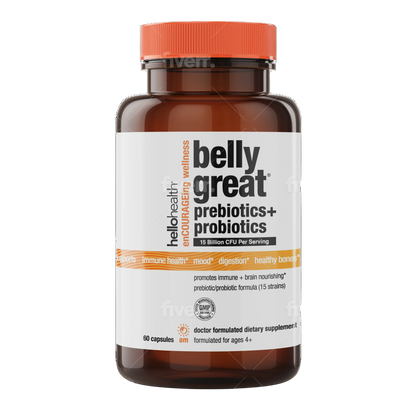 15-in-1 Pre-Probiotics + D3 + Methylfolate capsules - Belly Great by hellohealth