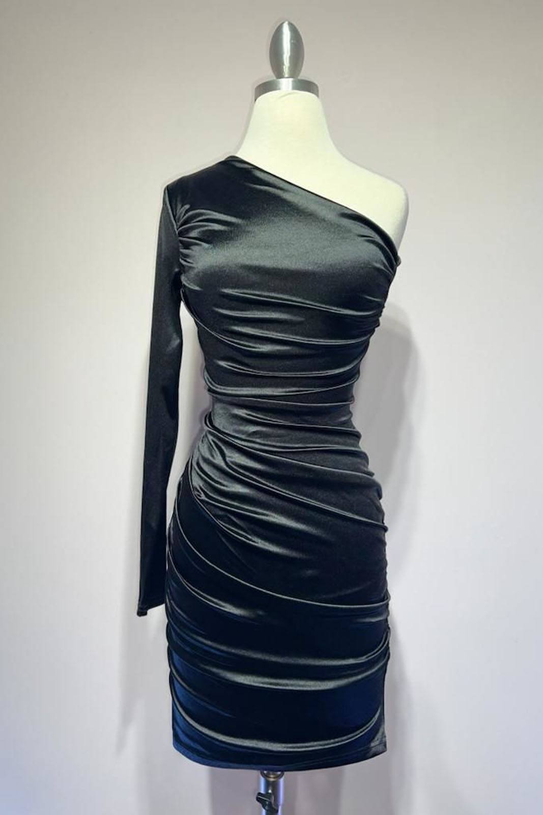 Ladivine B2313 Dress One Shoulder Long Sleeve Cocktail Dress by DiscountDressShop