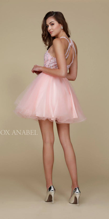 Nox Anabel B652 Short Dress Poofy A-Line Tulle Skirt Halter Neck by DiscountDressShop