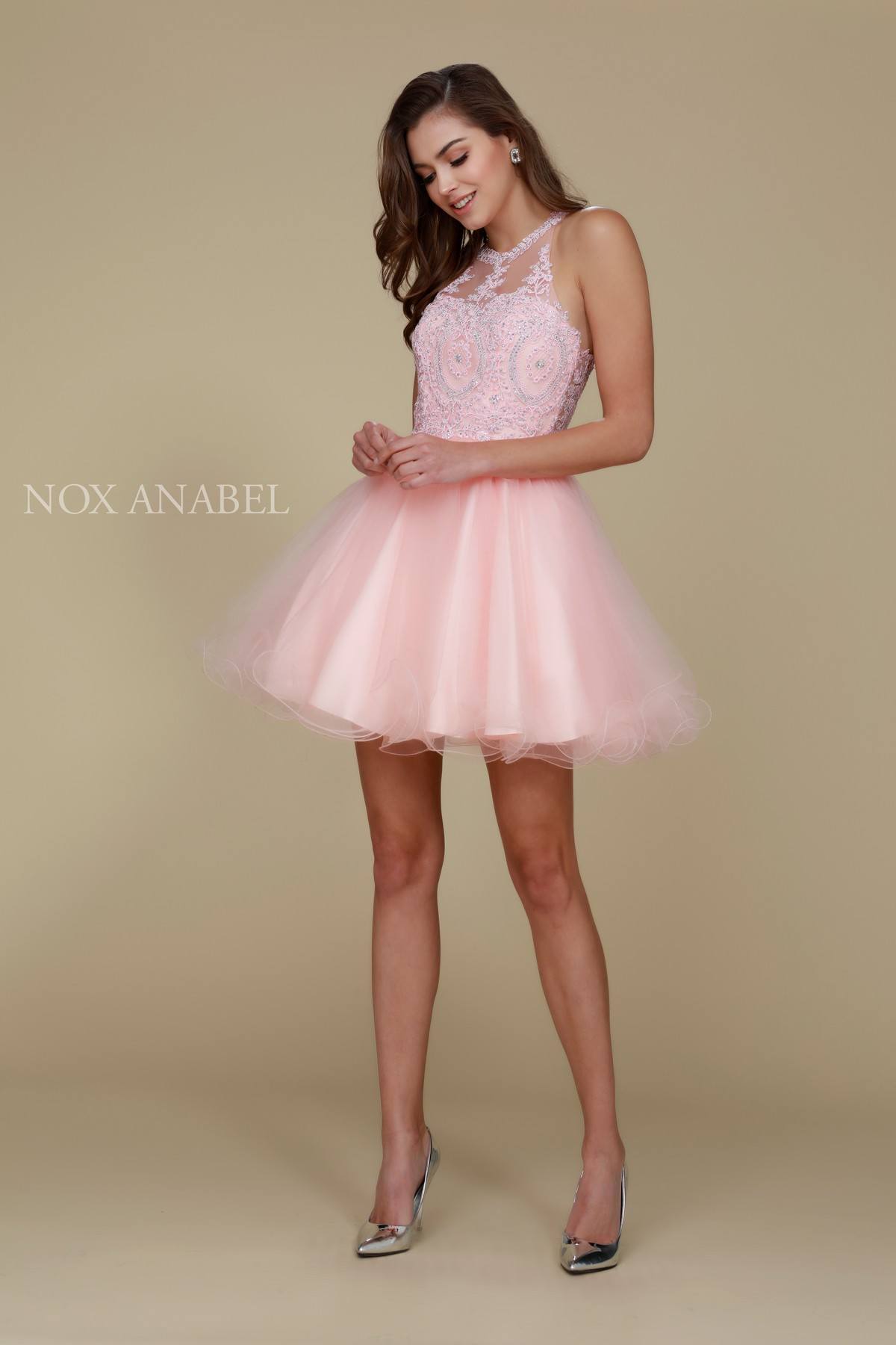 Nox Anabel B652 Short Dress Poofy A-Line Tulle Skirt Halter Neck by DiscountDressShop