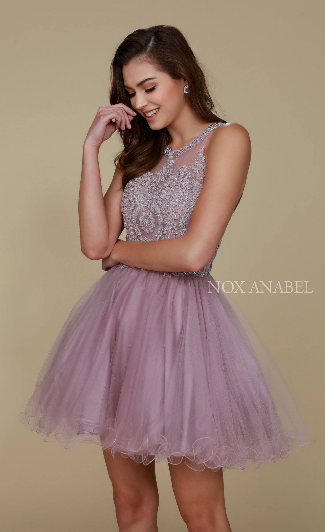 Nox Anabel B652 Short Dress Poofy A-Line Tulle Skirt Halter Neck by DiscountDressShop