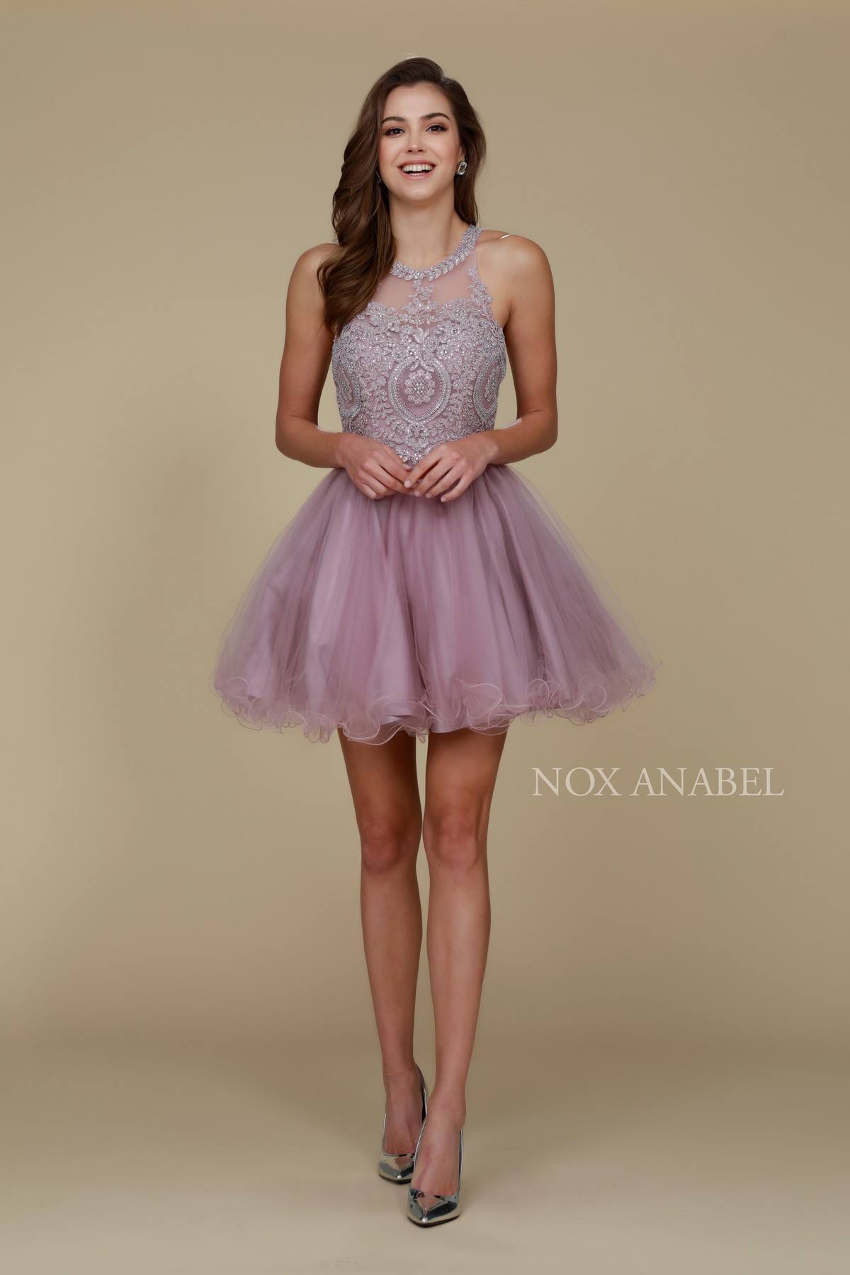 Nox Anabel B652 Short Dress Poofy A-Line Tulle Skirt Halter Neck by DiscountDressShop