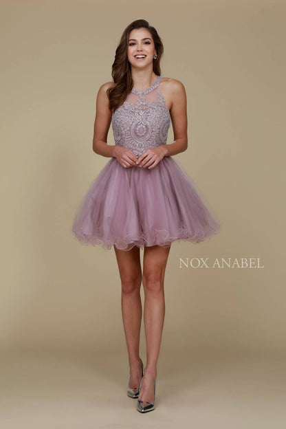 Nox Anabel B652 Short Dress Poofy A-Line Tulle Skirt Halter Neck by DiscountDressShop