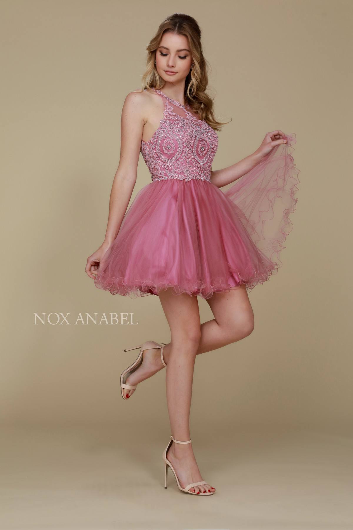 Nox Anabel B652 Short Dress Poofy A-Line Tulle Skirt Halter Neck by DiscountDressShop