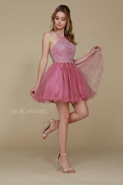Nox Anabel B652 Short Dress Poofy A-Line Tulle Skirt Halter Neck by DiscountDressShop