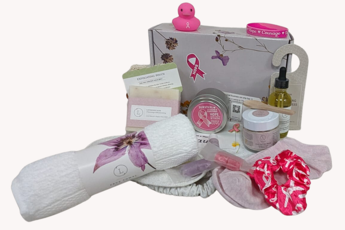 Breast cancer Awareness Gift Box - Hope for a warrior / a survivor - this is a support care pamper package - ALL Natural by Lizush