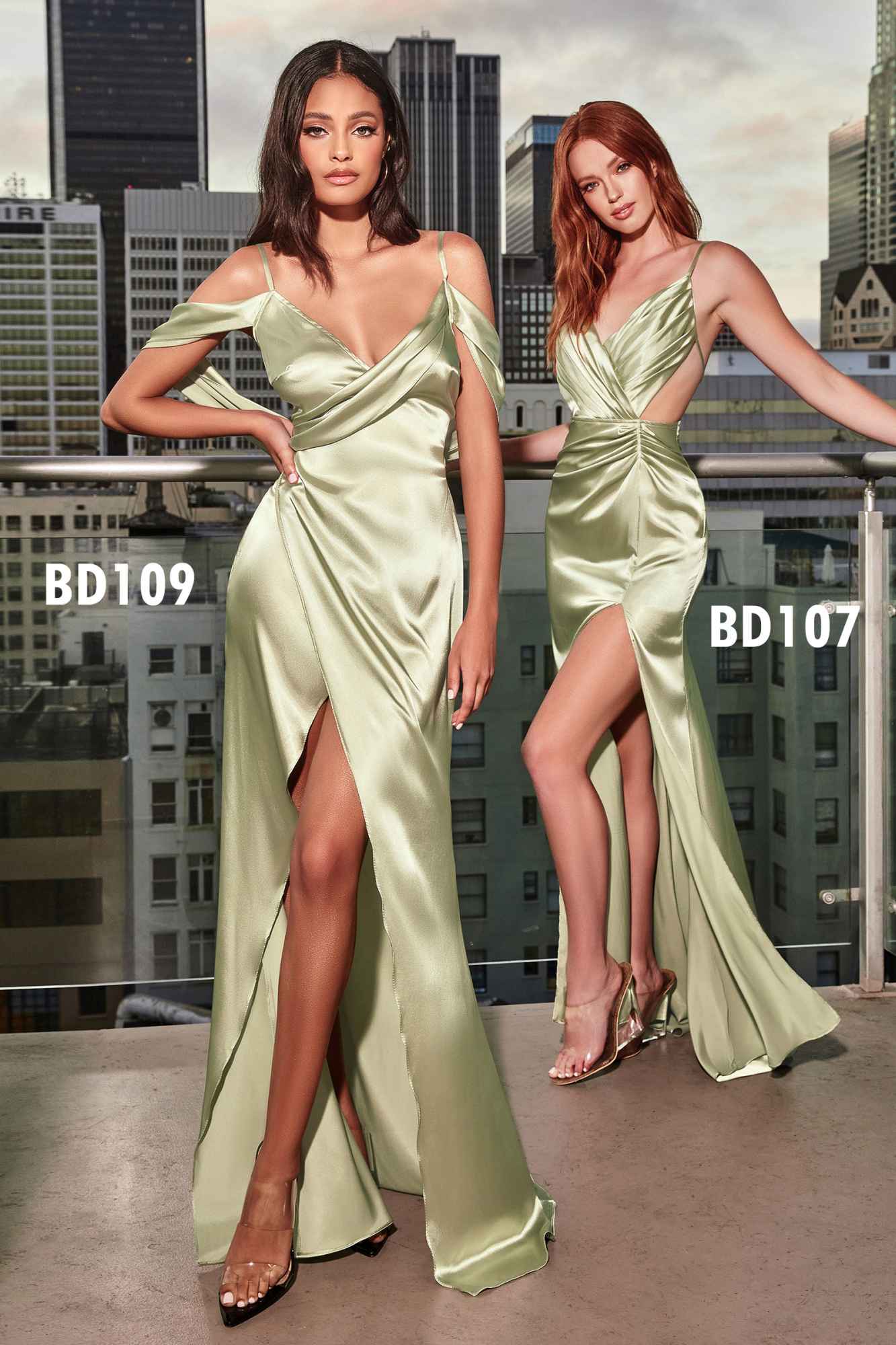 Cinderella Divine BD109 Long Satin Cowl Back Wrap Dress by DiscountDressShop
