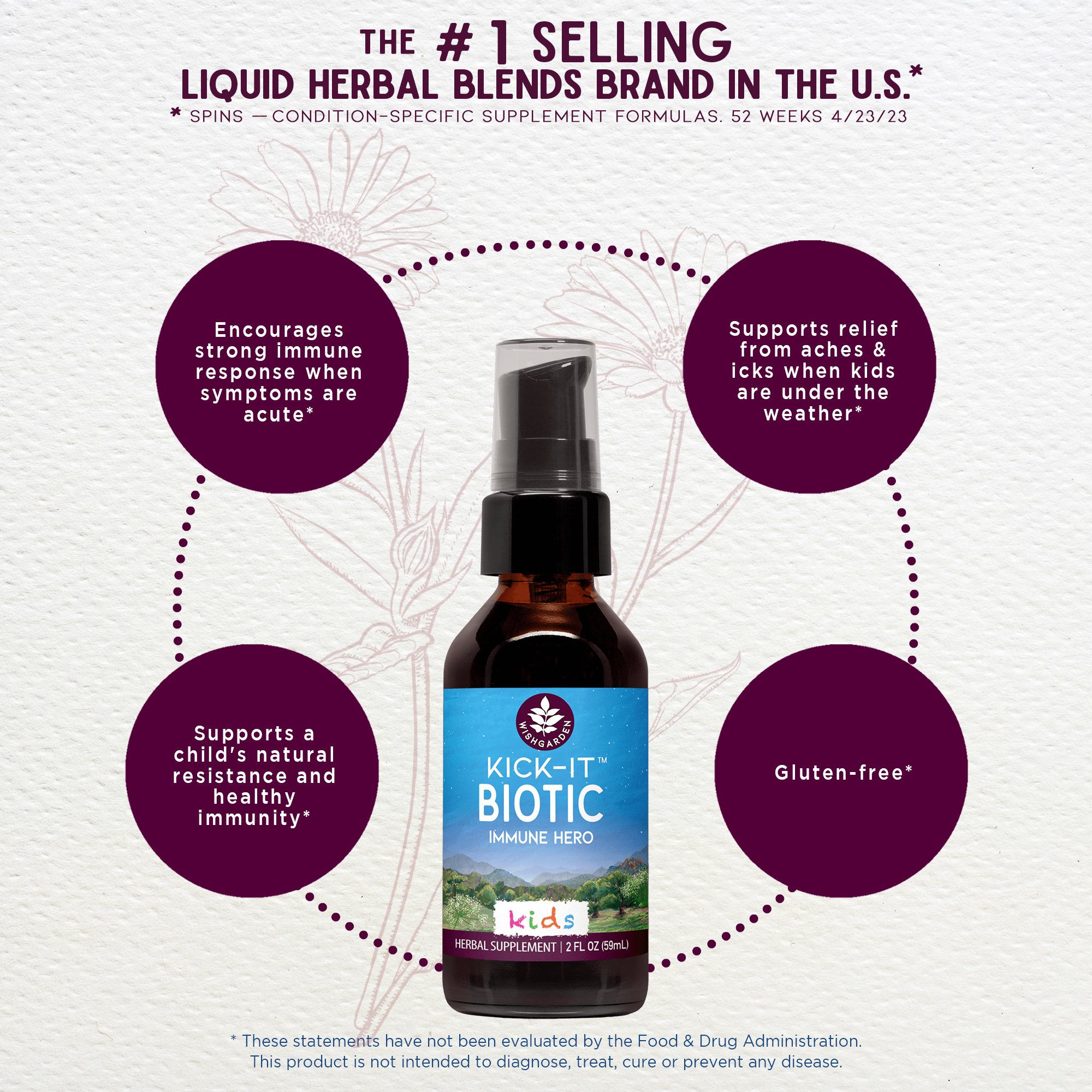 Kick-It Biotic, Immune Hero For Kids by WishGarden Herbs
