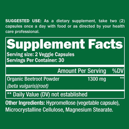 Organic Beetroot Supplement 60 Capsules by Healthspan Holistic